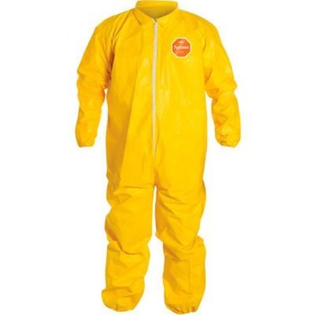 DUPONT DuPont Tychem 2000 Coverall, Elastic Wrist/Ankle, Stormflap, Serged Seam, Yellow, 4X, 12/Qty QC125SYL4X001200